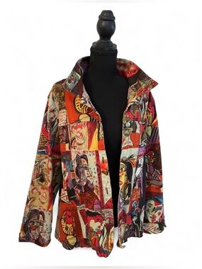 VTG Artsy Jacket Picasso Art to Wear Funky Blazer 90s Streetwear Painting Cubist